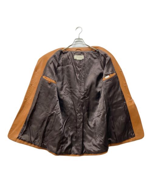 EMPORIO ARMANI（エンポリオ アルマーニ）EMPORIO ARMANI (エンポリオ アルマーニ) レザー3Bテーラードジャケット ブラウン サイズ:50の古着・服飾アイテム