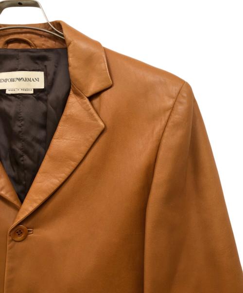 EMPORIO ARMANI（エンポリオ アルマーニ）EMPORIO ARMANI (エンポリオ アルマーニ) レザー3Bテーラードジャケット ブラウン サイズ:50の古着・服飾アイテム