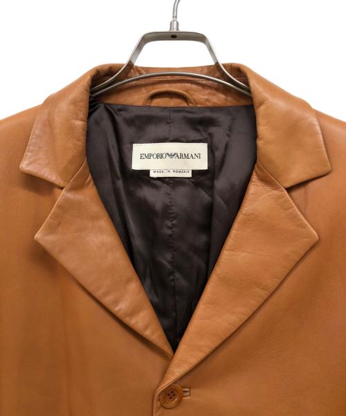 EMPORIO ARMANI（エンポリオ アルマーニ）EMPORIO ARMANI (エンポリオ アルマーニ) レザー3Bテーラードジャケット ブラウン サイズ:50の古着・服飾アイテム