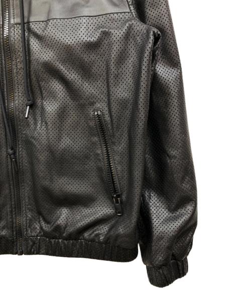 DIESEL（ディーゼル）DIESEL (ディーゼル) パンチングレザージャケット ブラック サイズ:Lの古着・服飾アイテム