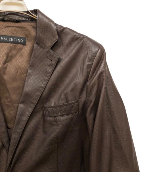 VALENTINO（ヴァレンティノ）VALENTINO (ヴァレンティノ) パンチングレザーテーラードジャケット ブラウン サイズ:52の古着・服飾アイテム