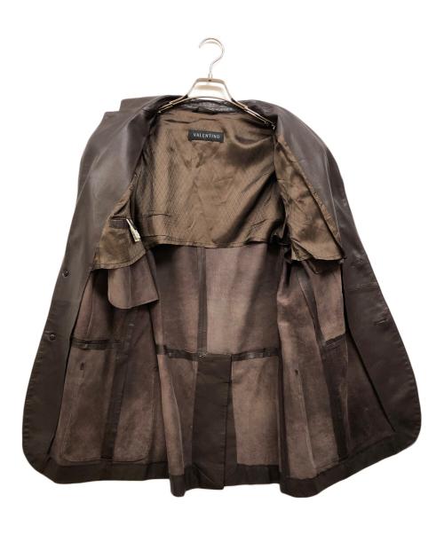 VALENTINO（ヴァレンティノ）VALENTINO (ヴァレンティノ) パンチングレザーテーラードジャケット ブラウン サイズ:52の古着・服飾アイテム
