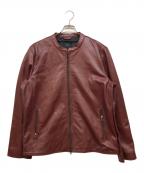 Liugoo Leathersリューグーレザーズ）の古着「シングルライダースジャケット」｜レッド