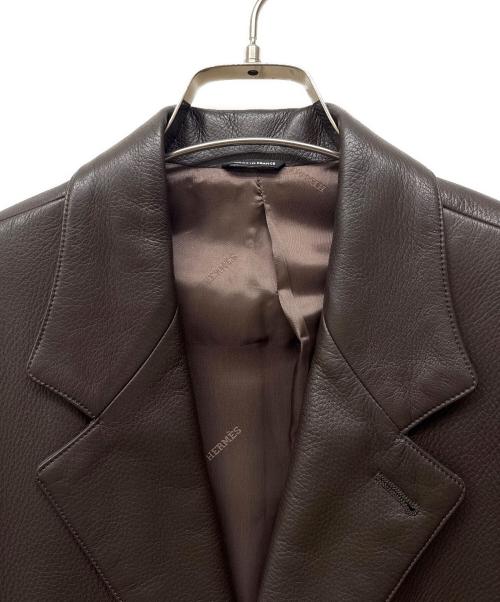 HERMES（エルメス）HERMES (エルメス) ディアスキンテーラードジャケット ブラウン サイズ:52の古着・服飾アイテム