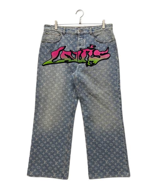 LOUIS VUITTON（ルイ ヴィトン）LOUIS VUITTON (ルイ ヴィトン) グラフィティモノグラムバギーデニムパンツ ブルー サイズ:34の古着・服飾アイテム