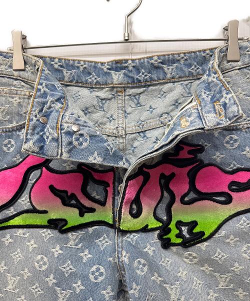 LOUIS VUITTON（ルイ ヴィトン）LOUIS VUITTON (ルイ ヴィトン) グラフィティモノグラムバギーデニムパンツ ブルー サイズ:34の古着・服飾アイテム