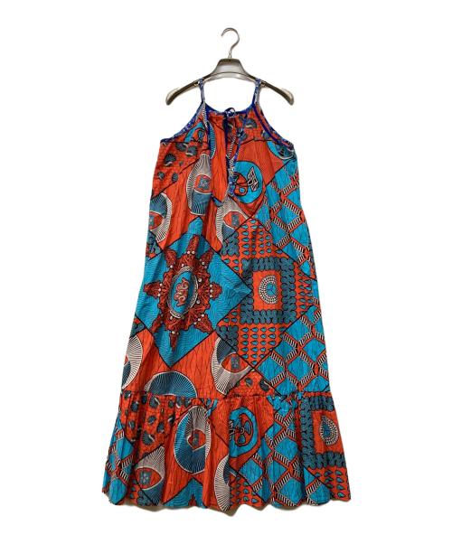 SINME（シンメ）SINME (シンメ) ティアードキャミソールワンピース ブルー×オレンジ サイズ:記載無しの古着・服飾アイテム