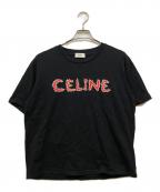 CELINEセリーヌ）の古着「ラインストーンロゴTシャツ」｜レッド×ブラック