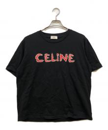 CELINE（セリーヌ）の古着「ラインストーンロゴTシャツ」｜レッド×ブラック