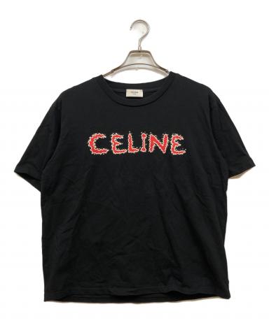 中古・古着通販】CELINE (セリーヌ) ラインストーンロゴTシャツ レッド 