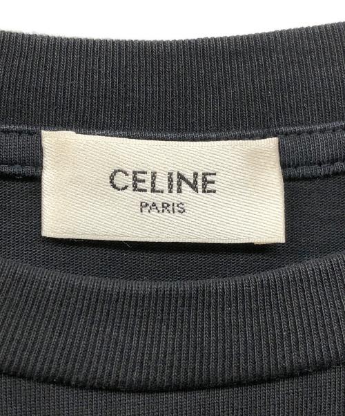 CELINE（セリーヌ）CELINE (セリーヌ) ラインストーンロゴTシャツ レッド×ブラック サイズ:Sの古着・服飾アイテム