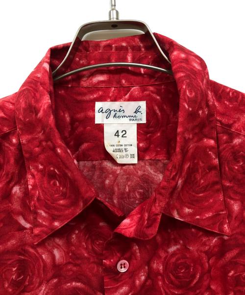 agnes b homme（アニエスベーオム）agnes b homme (アニエスベーオム) ローズプリント総柄シャツ レッド サイズ:42の古着・服飾アイテム