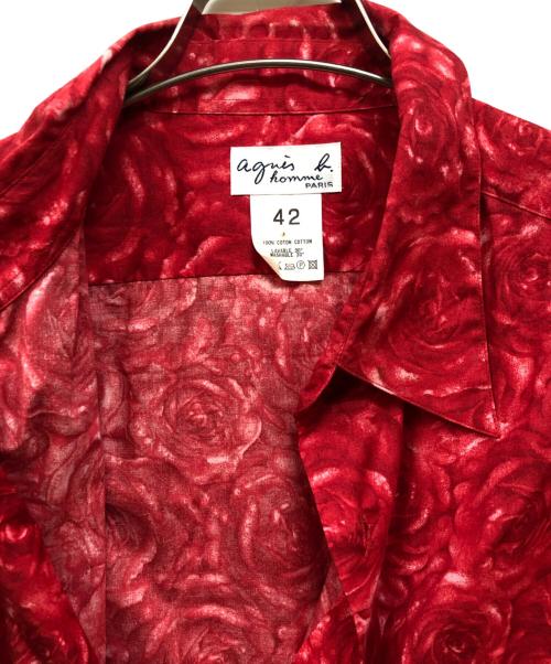 agnes b homme（アニエスベーオム）agnes b homme (アニエスベーオム) ローズプリント総柄シャツ レッド サイズ:42の古着・服飾アイテム