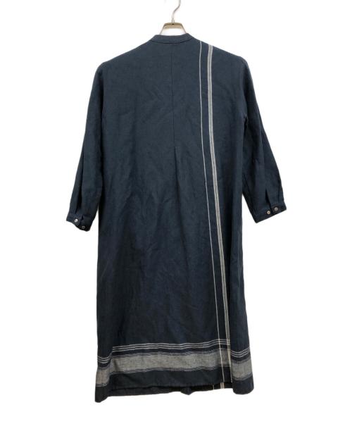 Conges payes（コンジェ ペイエ）Conges payes (コンジェ ペイエ) ウールリネン シャツワンピース ネイビー サイズ:Freeの古着・服飾アイテム