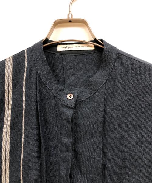Conges payes（コンジェ ペイエ）Conges payes (コンジェ ペイエ) ウールリネン シャツワンピース ネイビー サイズ:Freeの古着・服飾アイテム