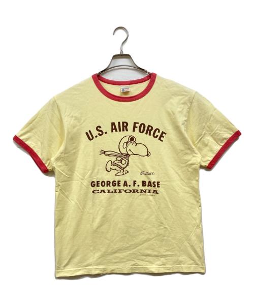 BUZZ RICKSON'S（バズリクソンズ）Buzz Rickson's (バズリクソンズ) スヌーピープリントリンガーTシャツ イエロー サイズ:XLの古着・服飾アイテム