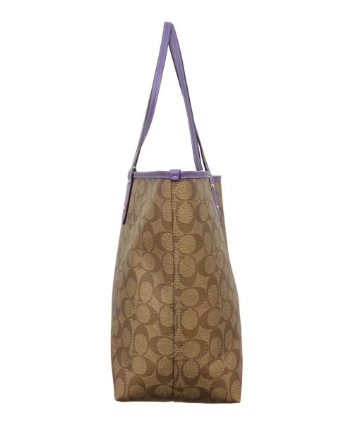 COACH（コーチ）COACH (コーチ) シグネチャー リバーシブルトートバッグ ブラウン×パープルの古着・服飾アイテム