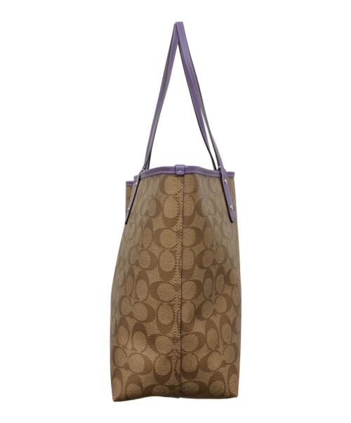 COACH（コーチ）COACH (コーチ) シグネチャー リバーシブルトートバッグ ブラウン×パープルの古着・服飾アイテム