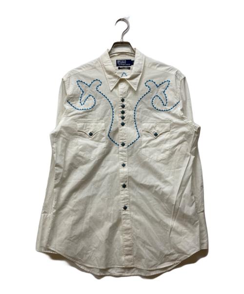 POLO RALPH LAUREN（ポロ・ラルフローレン）POLO RALPH LAUREN (ポロ・ラルフローレン) ターコイズボタン ウエスタンシャツ ホワイト サイズ:Lの古着・服飾アイテム