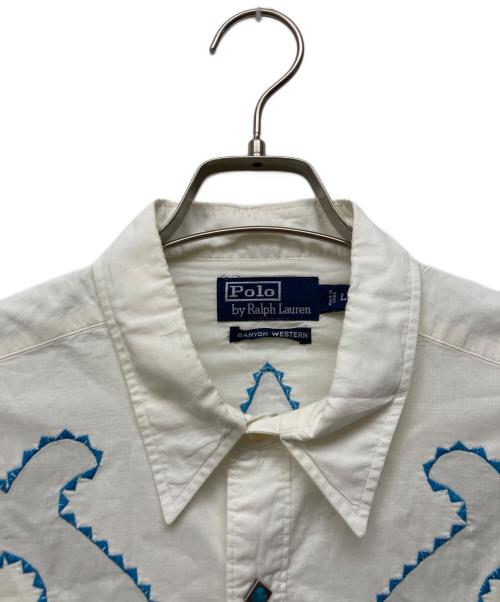 POLO RALPH LAUREN（ポロ・ラルフローレン）POLO RALPH LAUREN (ポロ・ラルフローレン) ターコイズボタン ウエスタンシャツ ホワイト サイズ:Lの古着・服飾アイテム