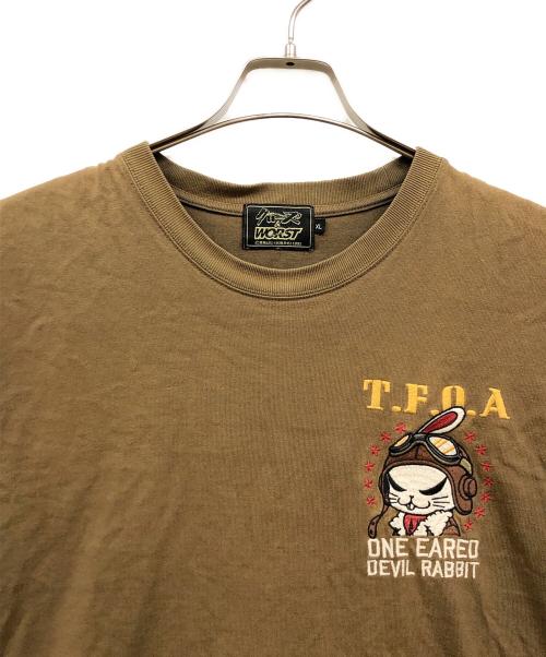 CROWS（クローズ）CROWS (クローズ) WORST (ワースト) 刺繍デザインtシャツ ブラウン サイズ:XⅬの古着・服飾アイテム