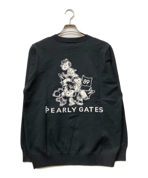 PEARLY GATES（パーリーゲイツ）PEARLY GATES (パーリーゲイツ) 14G 部分JQ クルーネック ニットプルオーバー ネイビー サイズ:6 未使用品の古着・服飾アイテム
