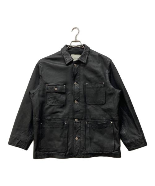 JAGROSE（ジャグロース）JAGROSE (ジャグロース) ウォッシュレザー カバーオール ブラック サイズ:Mの古着・服飾アイテム