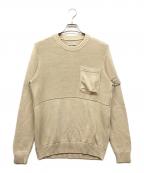 STONE ISLANDストーンアイランド）の古着「リネンクルーネックニット」｜ベージュ