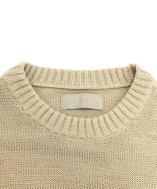 STONE ISLAND（ストーンアイランド）STONE ISLAND (ストーンアイランド) リネンクルーネックニット ベージュ サイズ:Lの古着・服飾アイテム