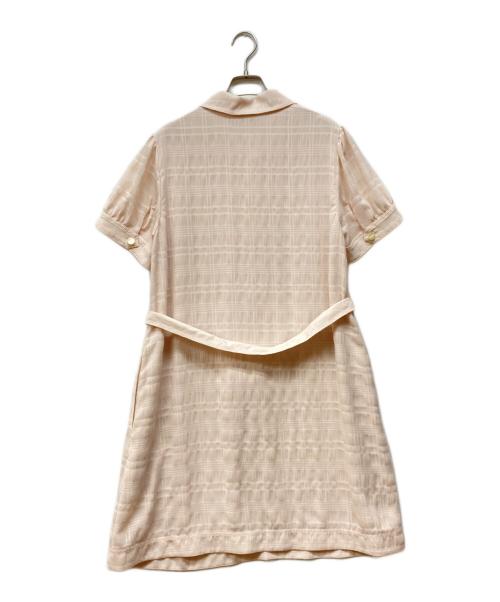 COACH（コーチ）COACH (コーチ) プラッド ショート スリーブ タイ フロント ドレス ピンク サイズ:Mの古着・服飾アイテム