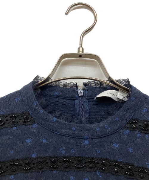 COACH（コーチ）COACH (コーチ) Short Party Dress In Organic Cotton ネイビー サイズ:２の古着・服飾アイテム
