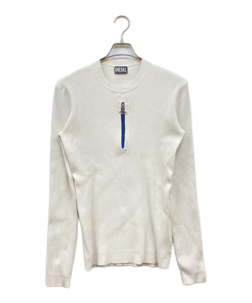 DIESEL（ディーゼル）DIESEL (ディーゼル) Dジップリブニット ホワイト サイズ:XLの古着・服飾アイテム