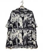 WACKO MARIA×REVENGEワコマリア×リベンジ）の古着「ELLEN VON UNWERTH ハワイアンシャツ」｜ブラック×ホワイト