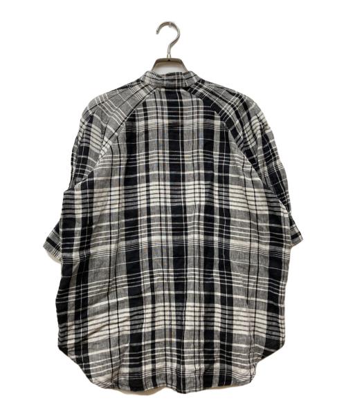 POLO RALPH LAUREN（ポロ・ラルフローレン）POLO RALPH LAUREN (ポロ・ラルフローレン) リネン プルオーバーシャツ ホワイト×ブラック サイズ:４の古着・服飾アイテム