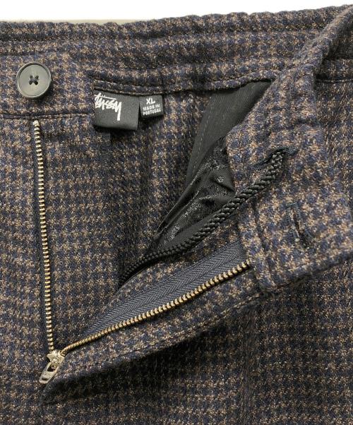 stussy（ステューシー）stussy (ステューシー) WOOL/SILK Houndstooth Bryan Pants ブラウン サイズ:XLの古着・服飾アイテム