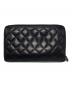 CHANEL (シャネル) ココマークラウンドジップウォレット ブラック：30000円