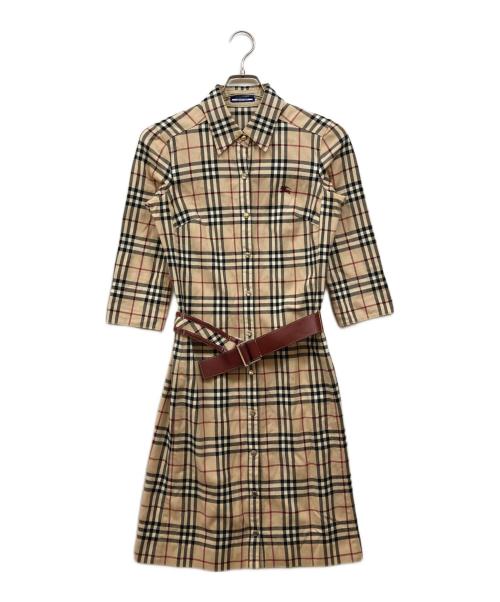 BURBERRY BLUE LABEL（バーバリー ブルー レーベル）BURBERRY BLUE LABEL (バーバリー ブルー レーベル) ノヴァチェックベルテッドワンピ ベージュ サイズ:38の古着・服飾アイテム
