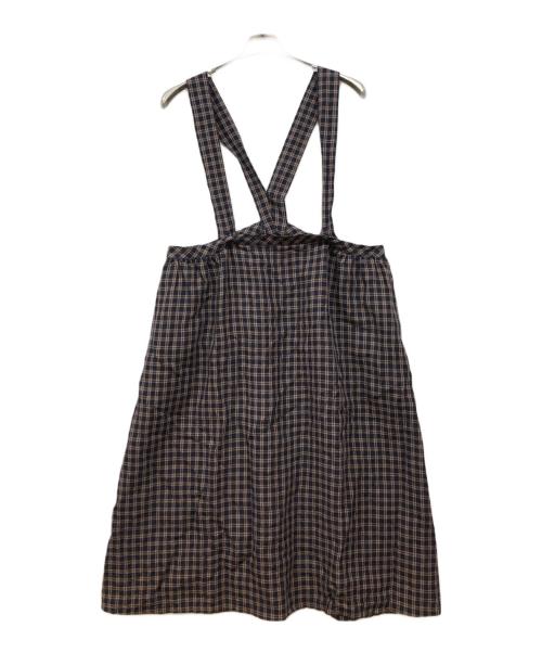 Vlas Blomme（ヴラスブラム）Vlas Blomme (ヴラスブラム) リネン ジャンパースカート ブラウン×ネイビー サイズ:freeの古着・服飾アイテム