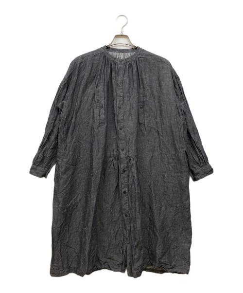 Vlas Blomme（ヴラスブラム）Vlas Blomme (ヴラスブラム) Blushed Cotton Linen ワークワンピース グレー サイズ:freeの古着・服飾アイテム
