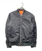 DIESELディーゼル）の古着「ダメージデザインロゴプリントMA-1ジャケット」｜ブラック