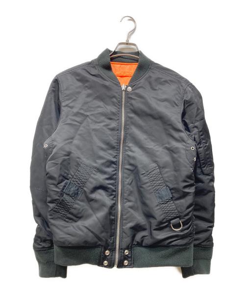DIESEL（ディーゼル）DIESEL (ディーゼル) ダメージデザインロゴプリントMA-1ジャケット ブラック サイズ:XSの古着・服飾アイテム