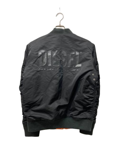 DIESEL（ディーゼル）DIESEL (ディーゼル) ダメージデザインロゴプリントMA-1ジャケット ブラック サイズ:XSの古着・服飾アイテム