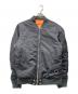 DIESEL（ディーゼル）の古着「ダメージデザインロゴプリントMA-1ジャケット」｜ブラック