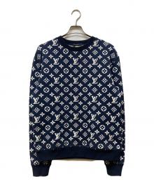 LOUIS VUITTON（ルイ ヴィトン）の古着「フルモノグラムジャガードクルーネックスウェット」｜ネイビー