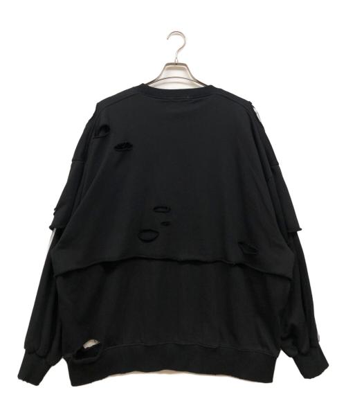 seesew（シーソー）seesew (シーソー) ダメージスウェット ブラック サイズ:Lの古着・服飾アイテム