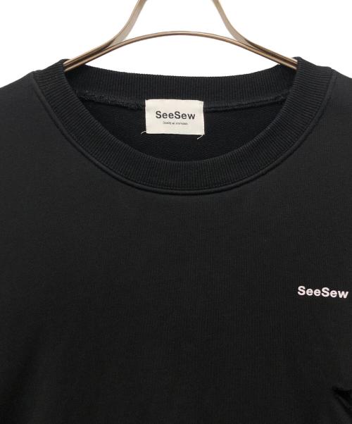 seesew（シーソー）seesew (シーソー) ダメージスウェット ブラック サイズ:Lの古着・服飾アイテム