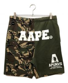 A BATHING APE（アベイシングエイプ）の古着「カモフラ切替ハーフパンツ」｜グリーン