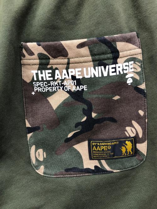A BATHING APE（アベイシングエイプ）A BATHING APE (アベイシングエイプ) カモフラ切替ハーフパンツ グリーン サイズ:XLの古着・服飾アイテム