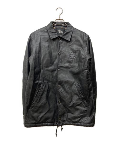 stussy（ステューシー）stussy (ステューシー) レザーコーチジャケット ブラック サイズ:Mの古着・服飾アイテム