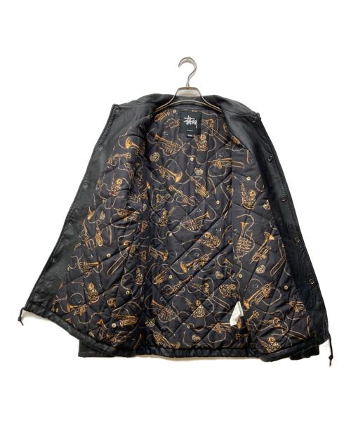 stussy（ステューシー）stussy (ステューシー) レザーコーチジャケット ブラック サイズ:Mの古着・服飾アイテム